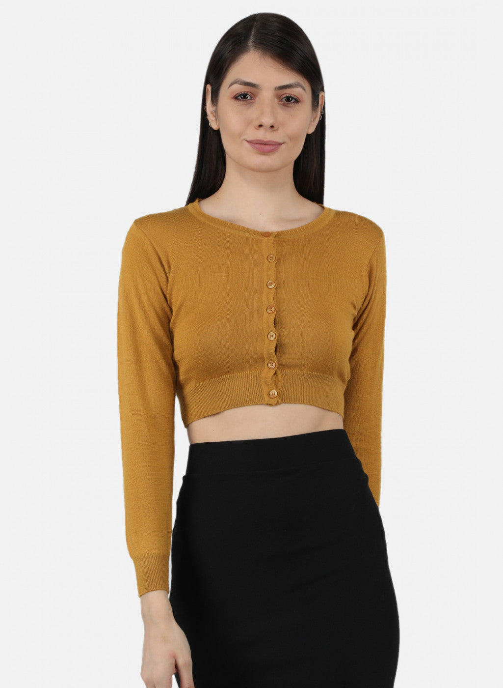 Women Gold Solid Blouse