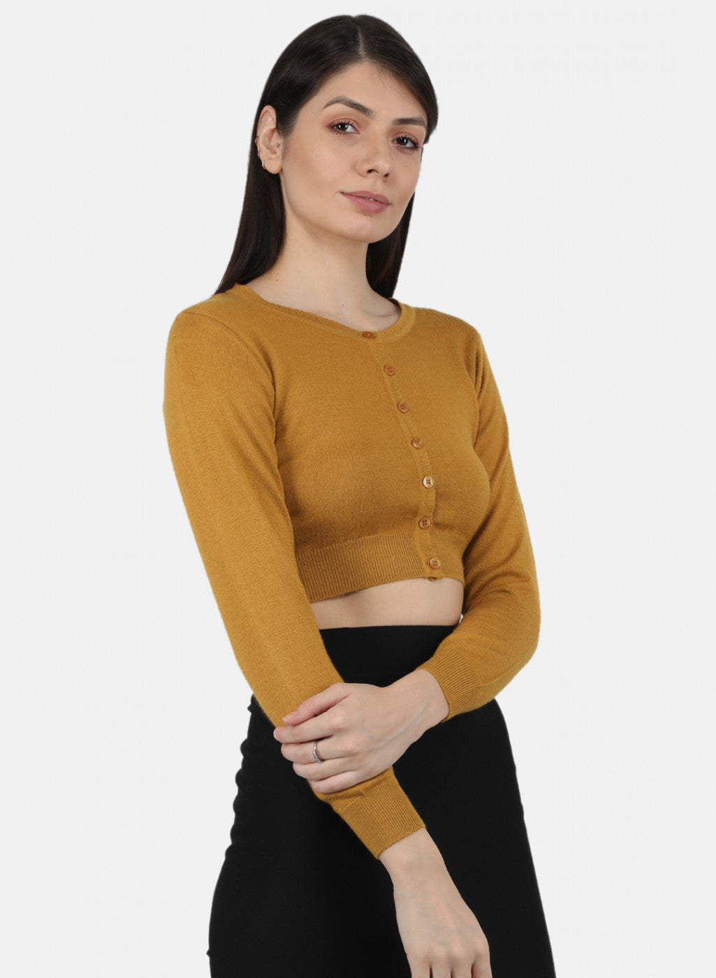 Women Gold Solid Blouse