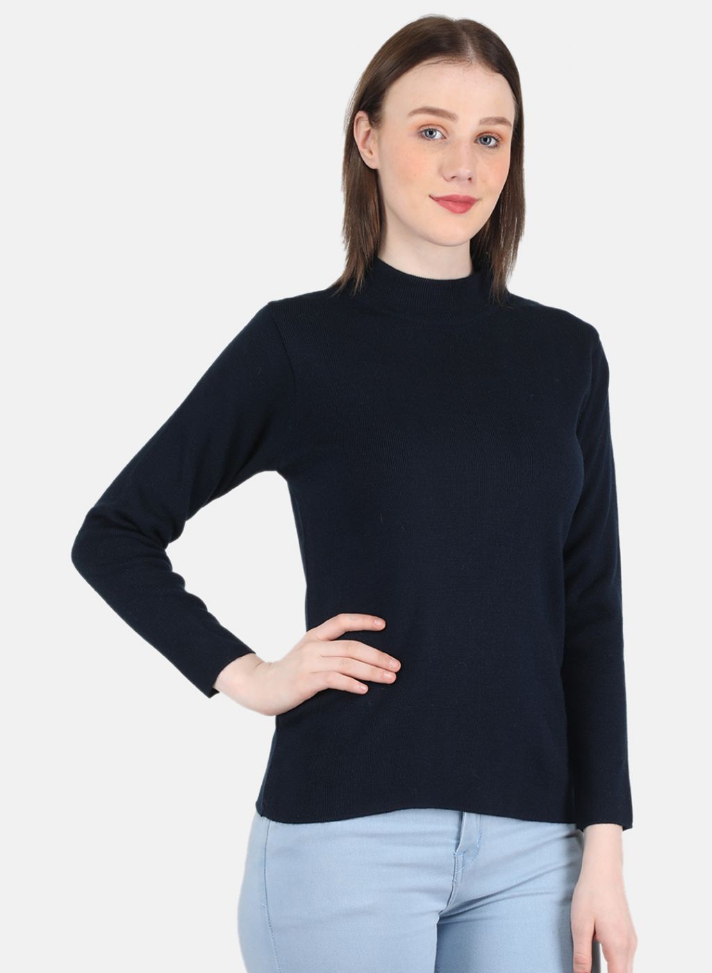 Women NAvy Blue Solid Sceavy Top