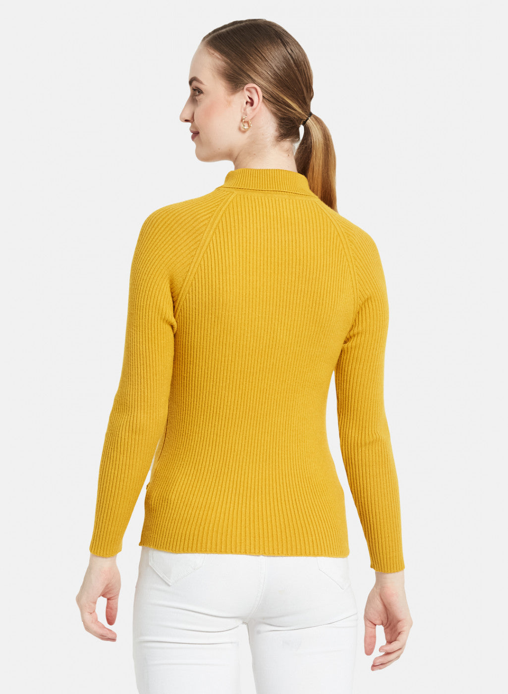 Women Golden Yellow Solid Sceavy Top