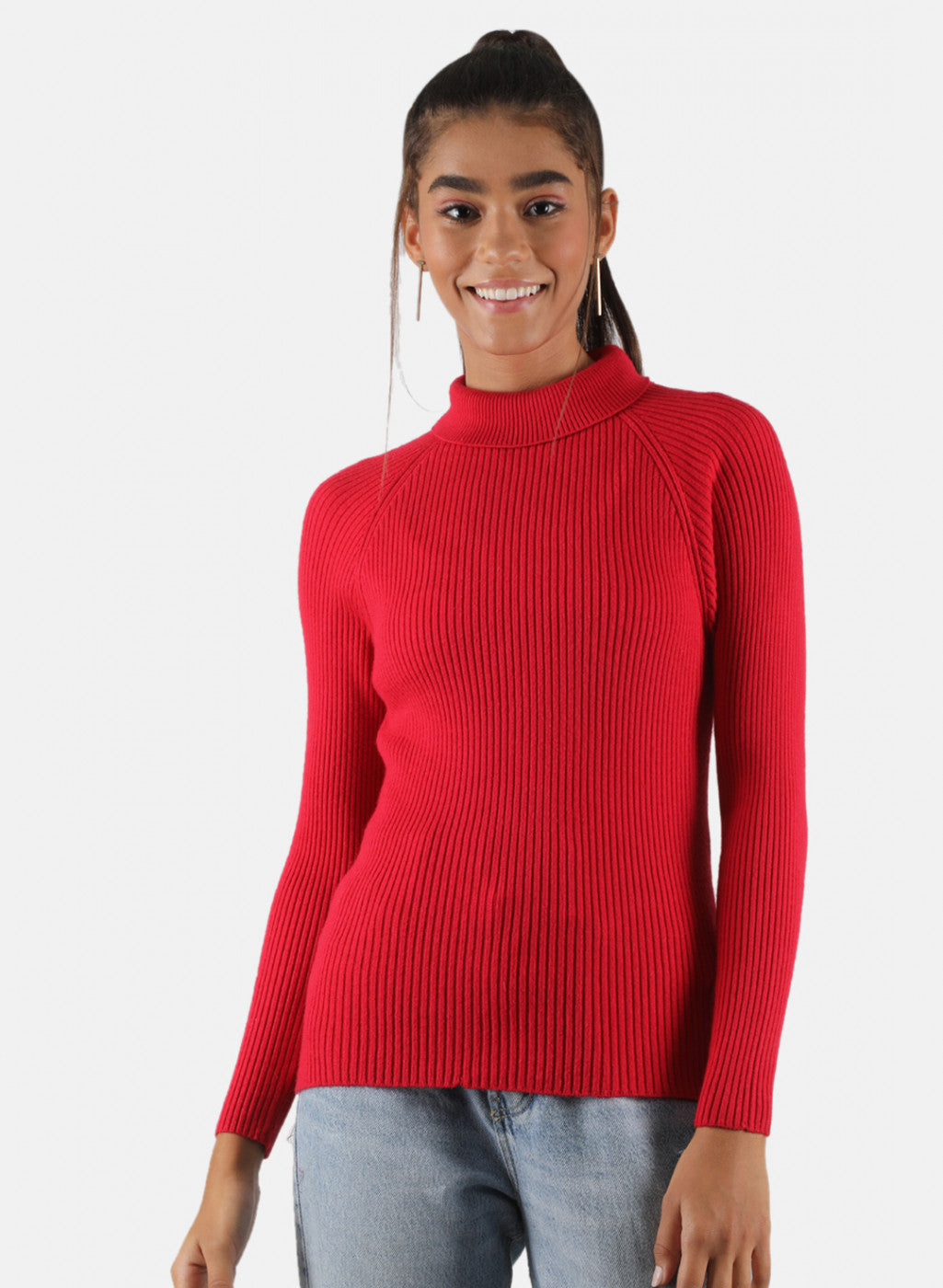 Women Red Solid Sceavy Top