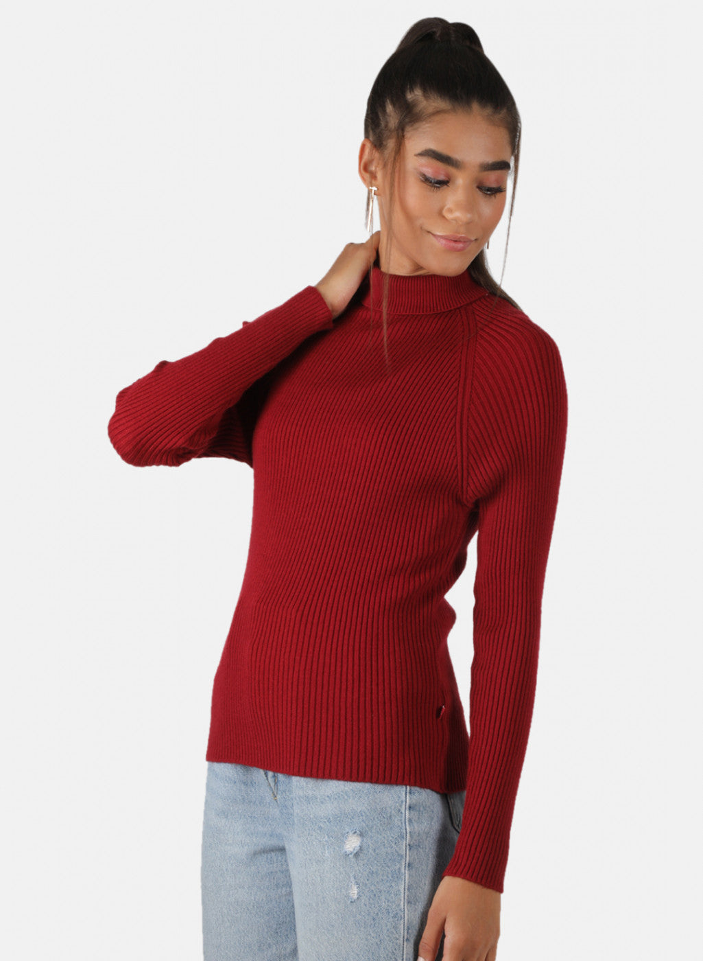 Women Maroon Solid Sceavy Top