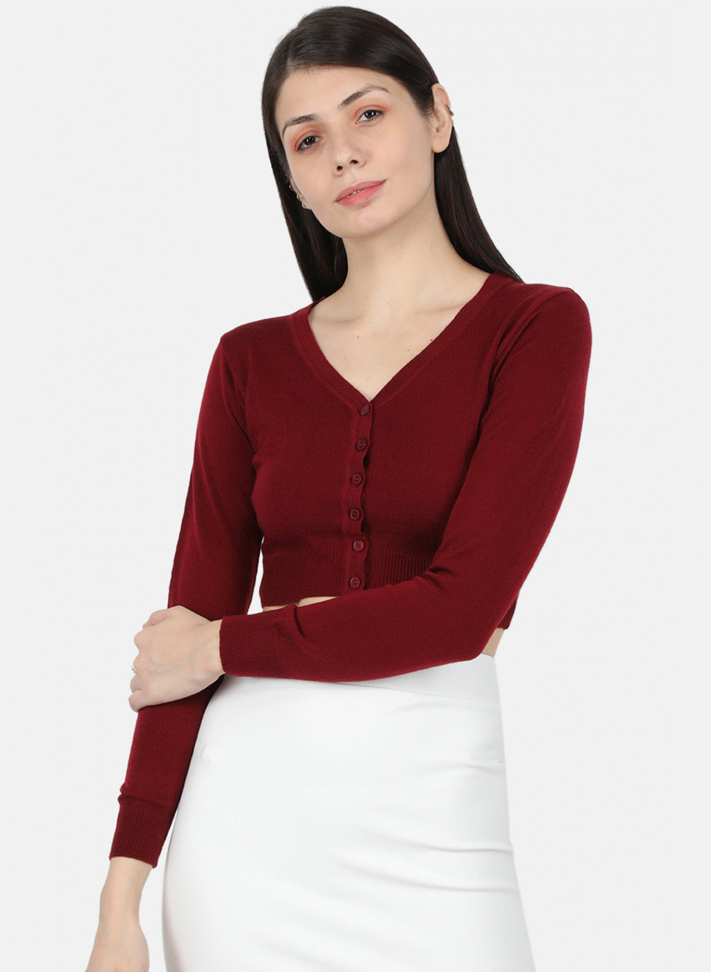 Women Maroon Solid Blouse