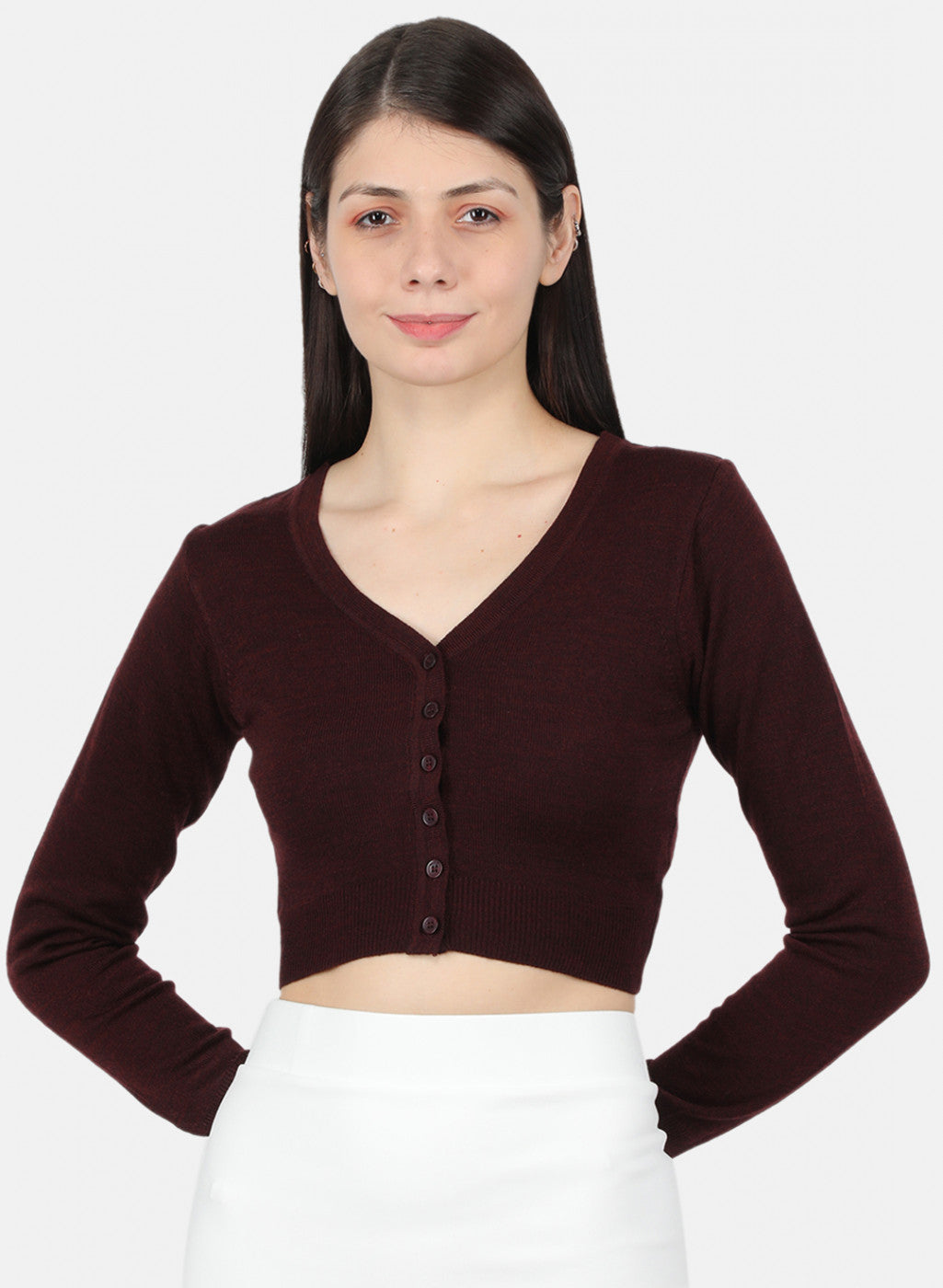 Women Dark Maroon Solid Blouse