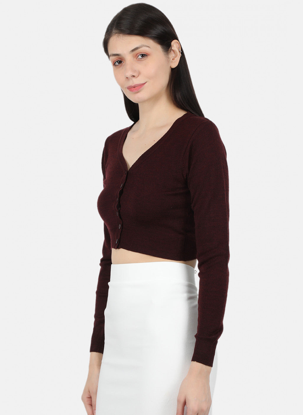 Women Dark Maroon Solid Blouse