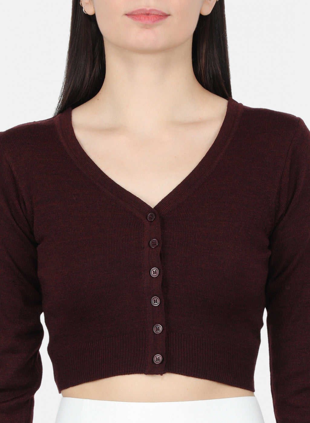 Women Dark Maroon Solid Blouse