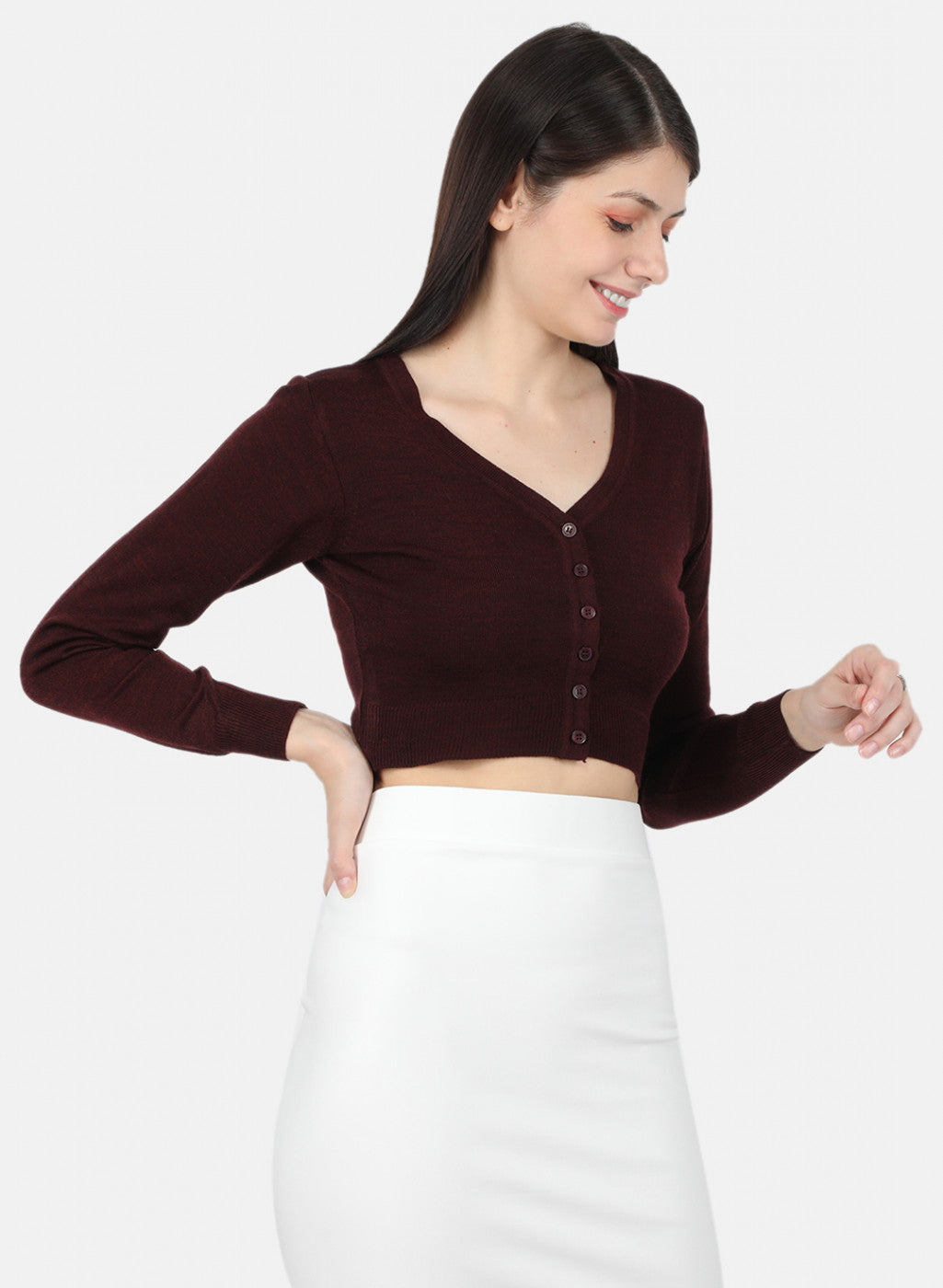 Women Dark Maroon Solid Blouse