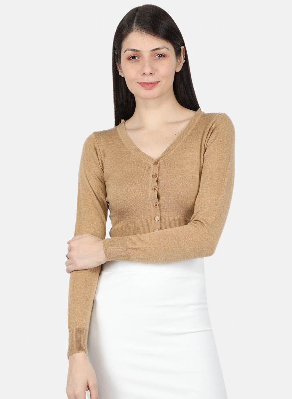 Women Beige Solid Blouse