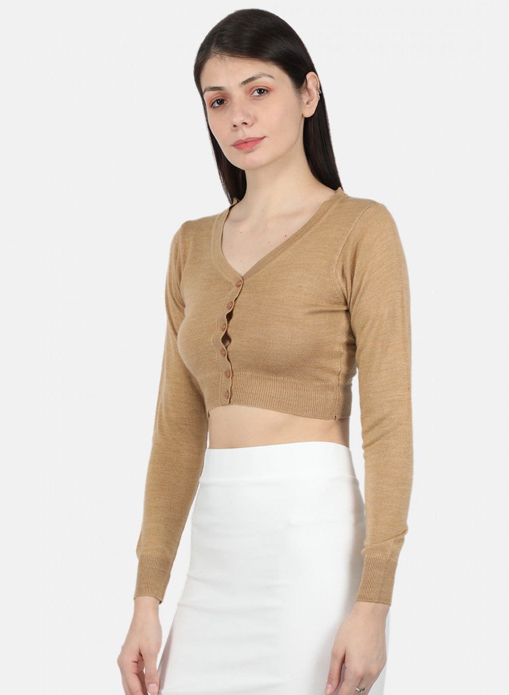 Women Beige Solid Blouse