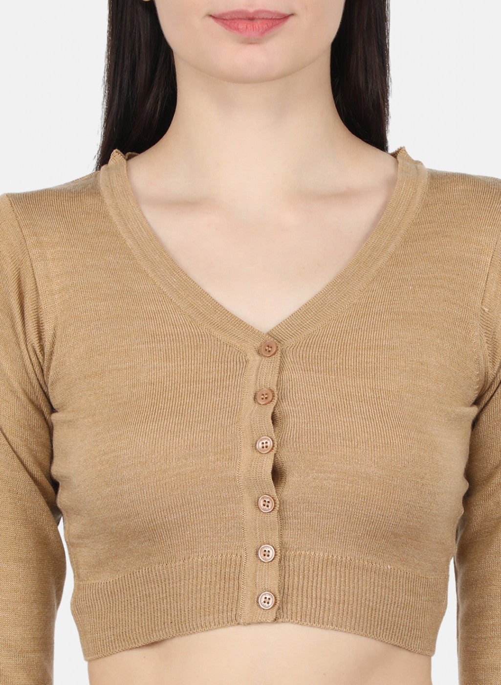 Women Beige Solid Blouse