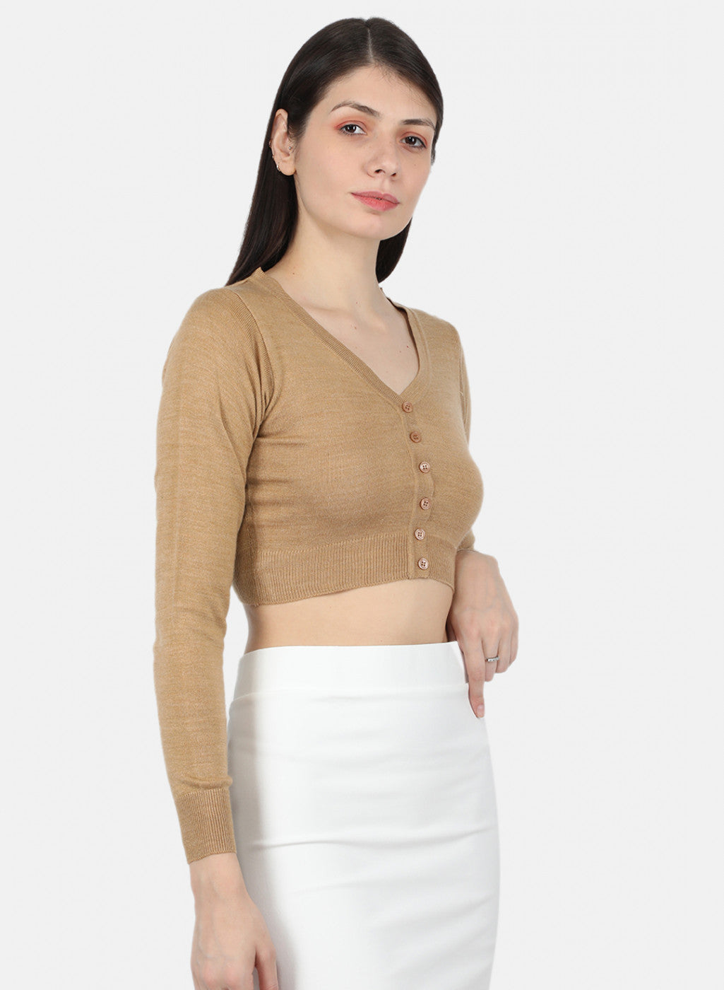 Women Beige Solid Blouse