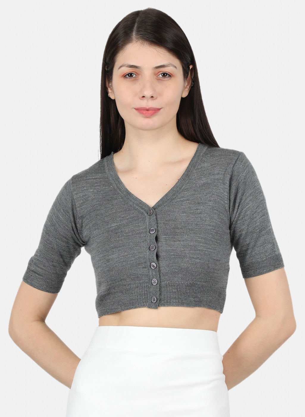 Women Grey Solid Blouse