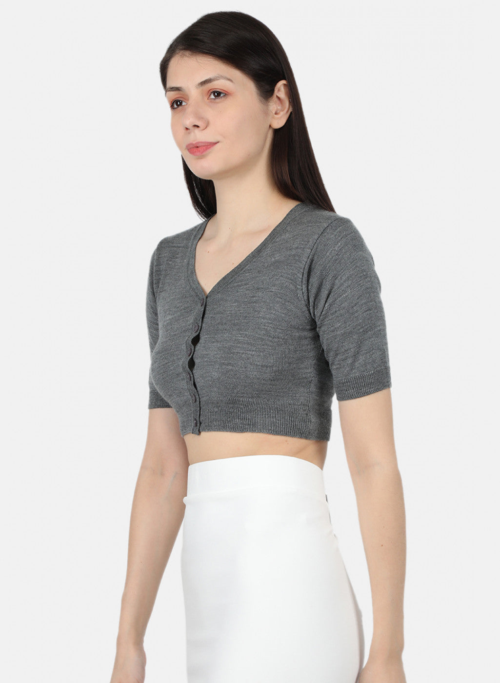 Women Grey Solid Blouse