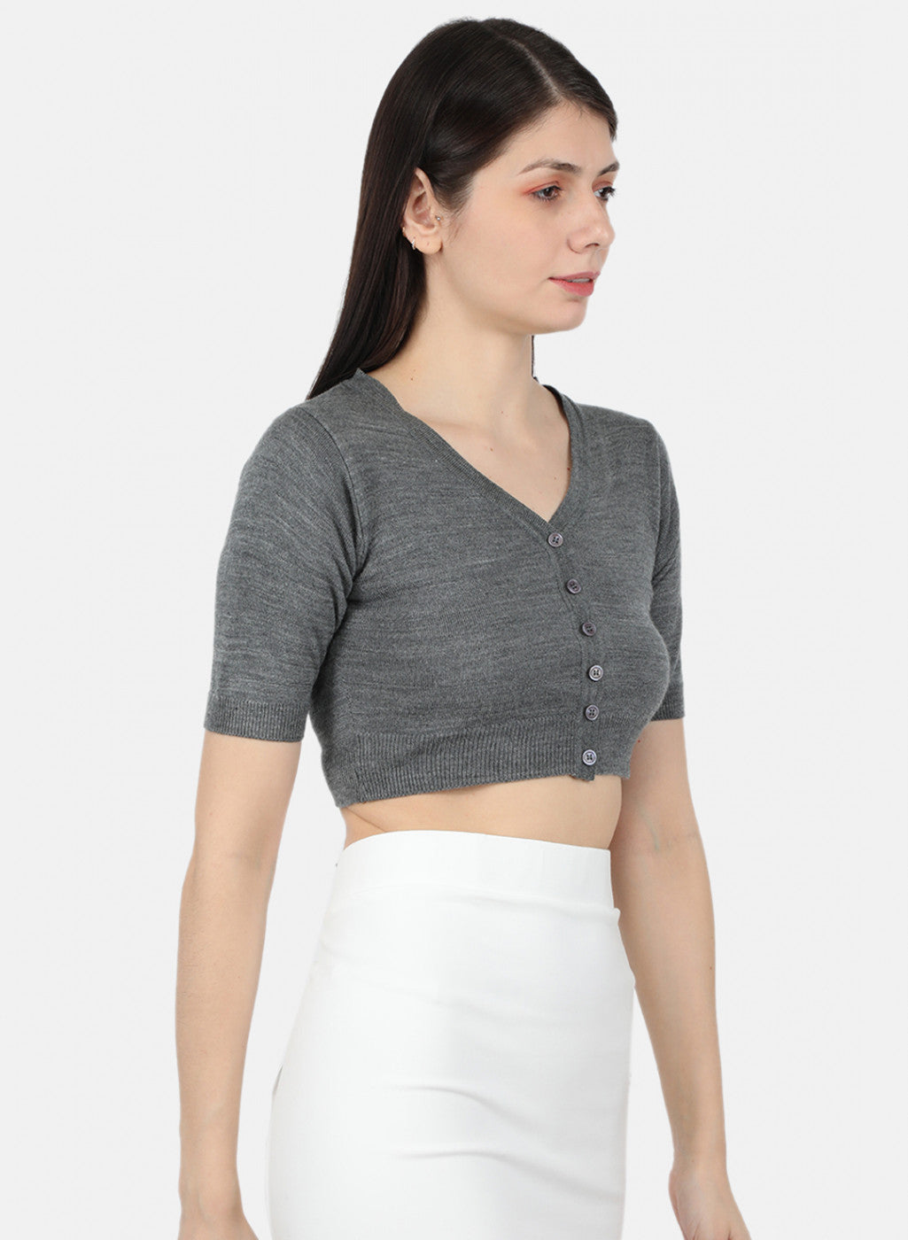 Women Grey Solid Blouse