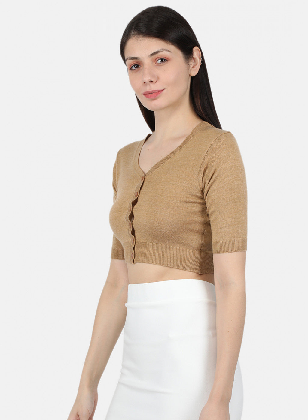 Women Beige Solid Blouse