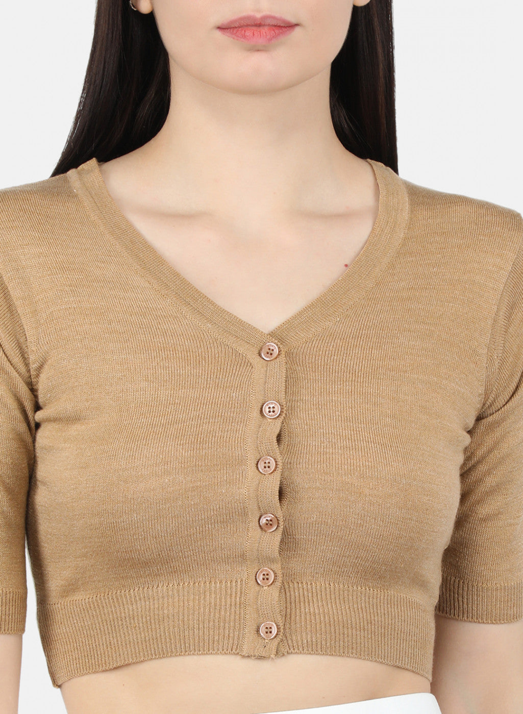 Women Beige Solid Blouse