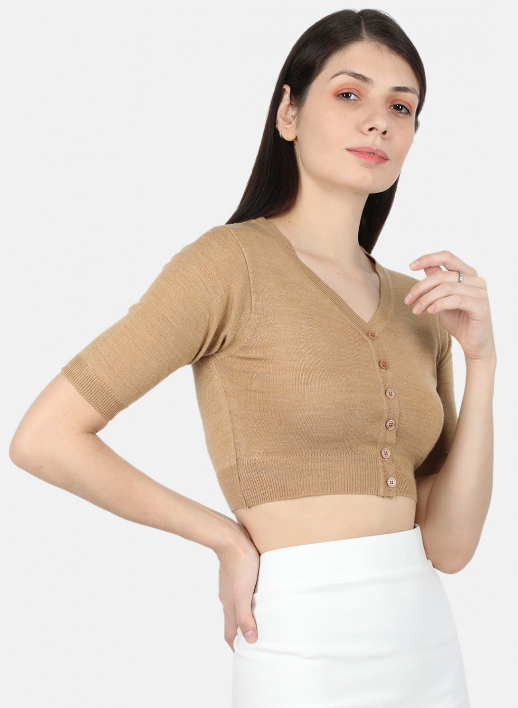 Women Beige Solid Blouse