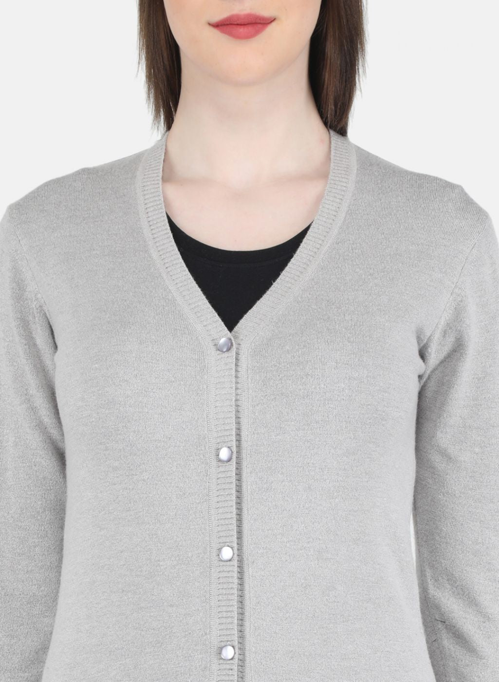 Women Grey Self Design Cardigan