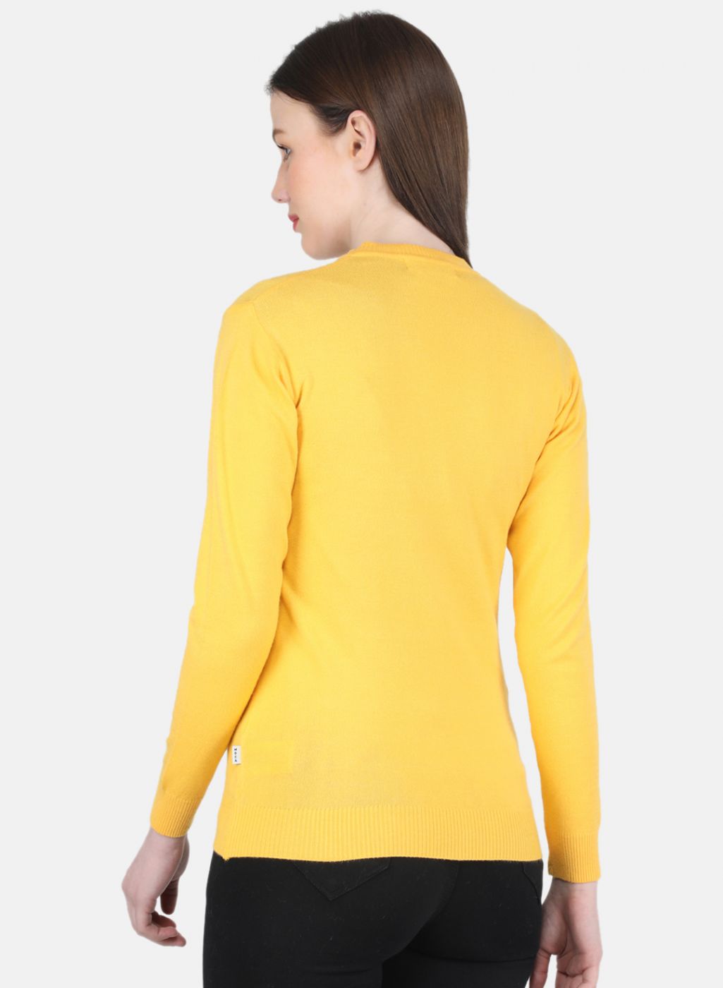 Women Yellow Self Design Cardigan