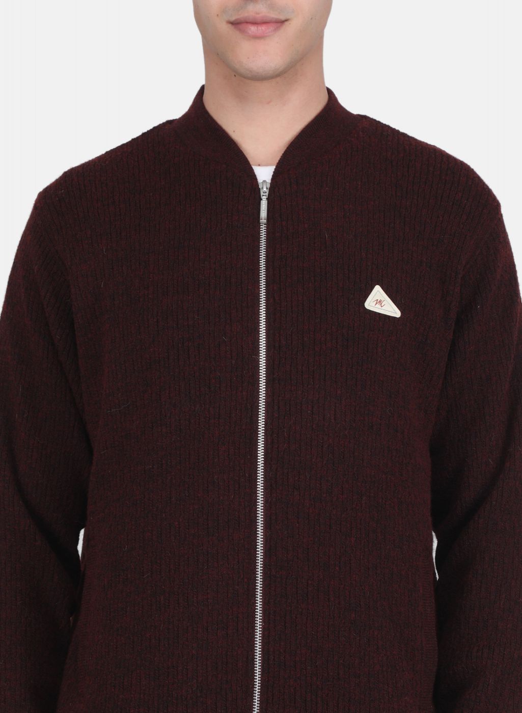 Men Maroon Self Design Jacket