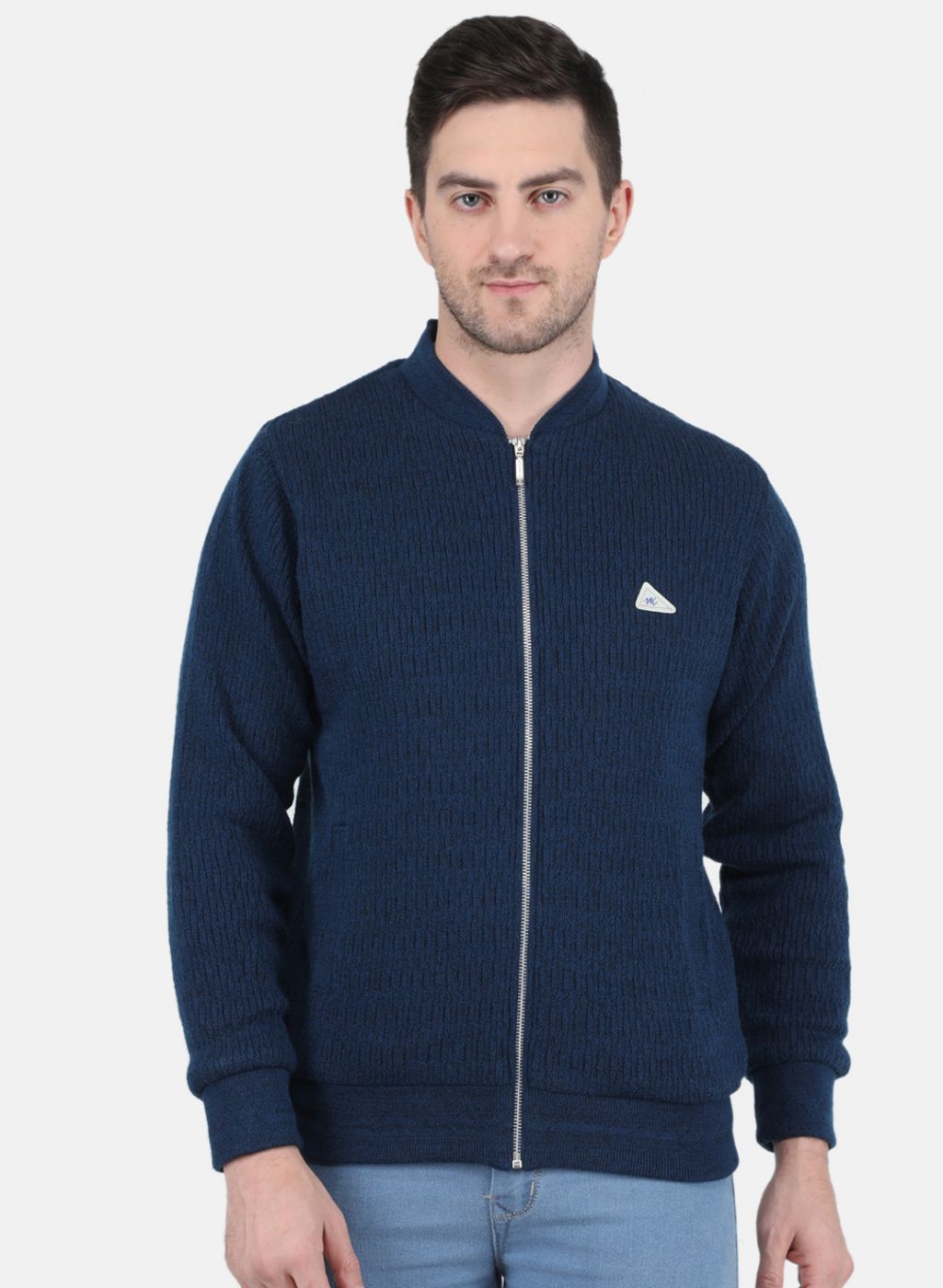 Buy Men Navy Blue Self Design Jacket Online in India - Monte Carlo