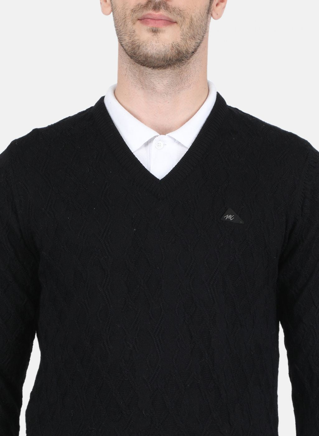 Men Black Self Design Pullover