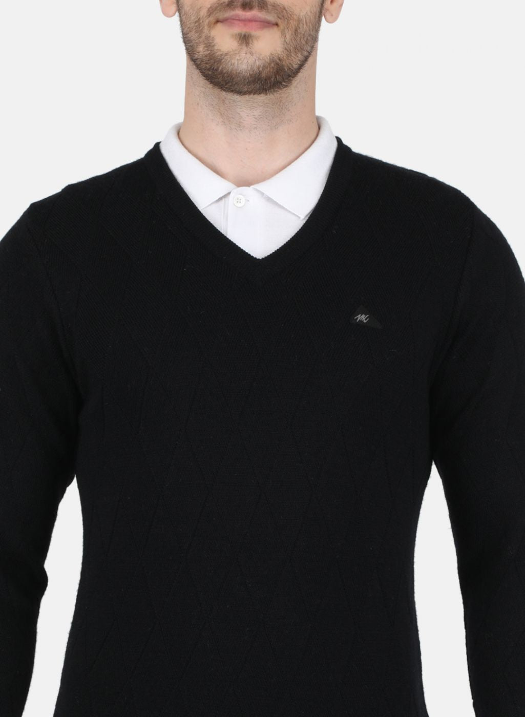 Men Black Self Design Pullover