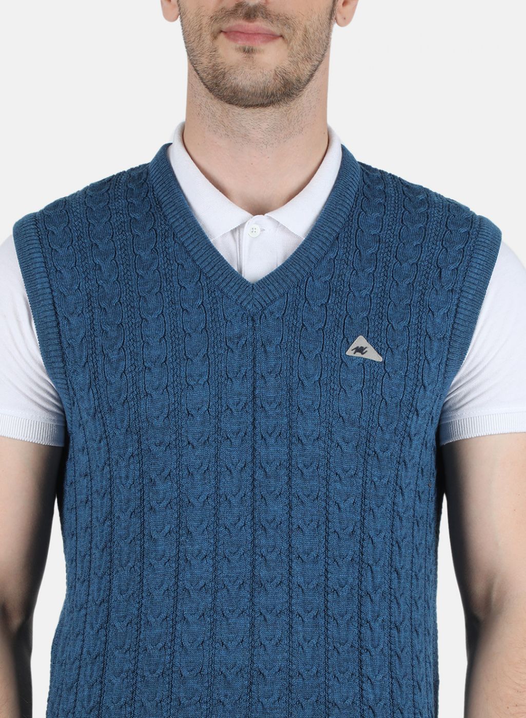 Men Blue Self Design Sweater