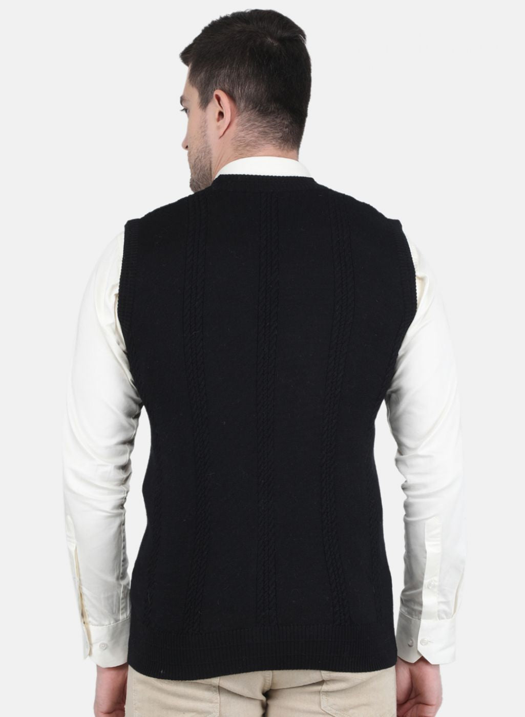 Men Black Self Design Cardigan