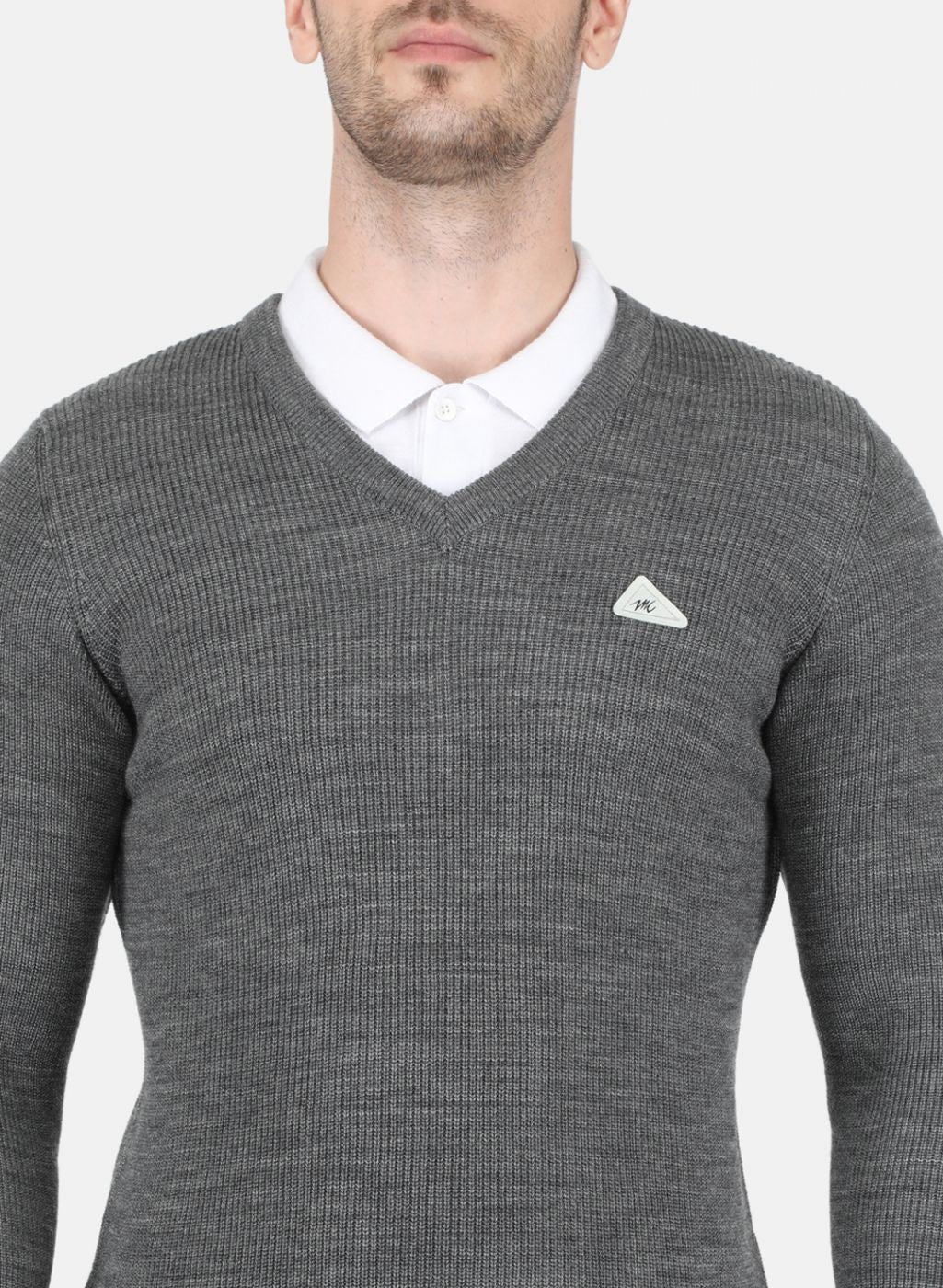 Men Grey Self Design Pullover