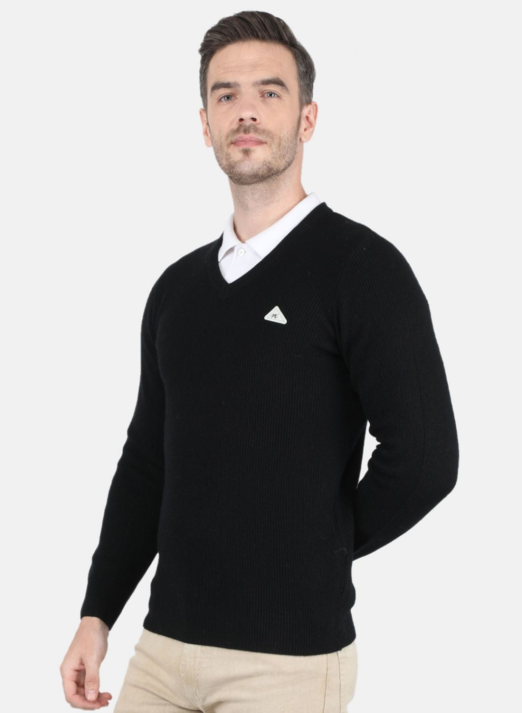 Men Black Self Design Pullover