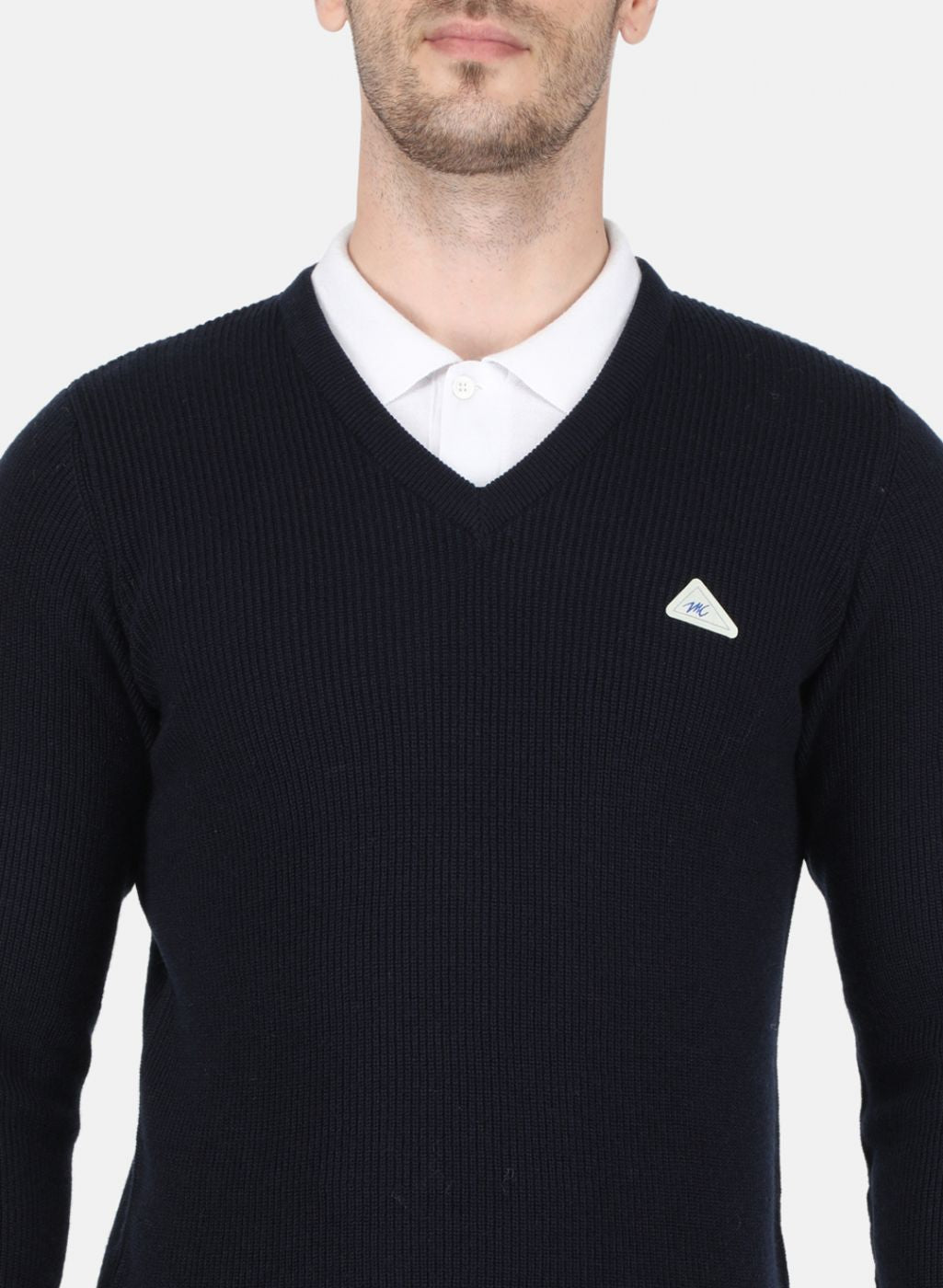 Men NAvy Blue Self Design Pullover