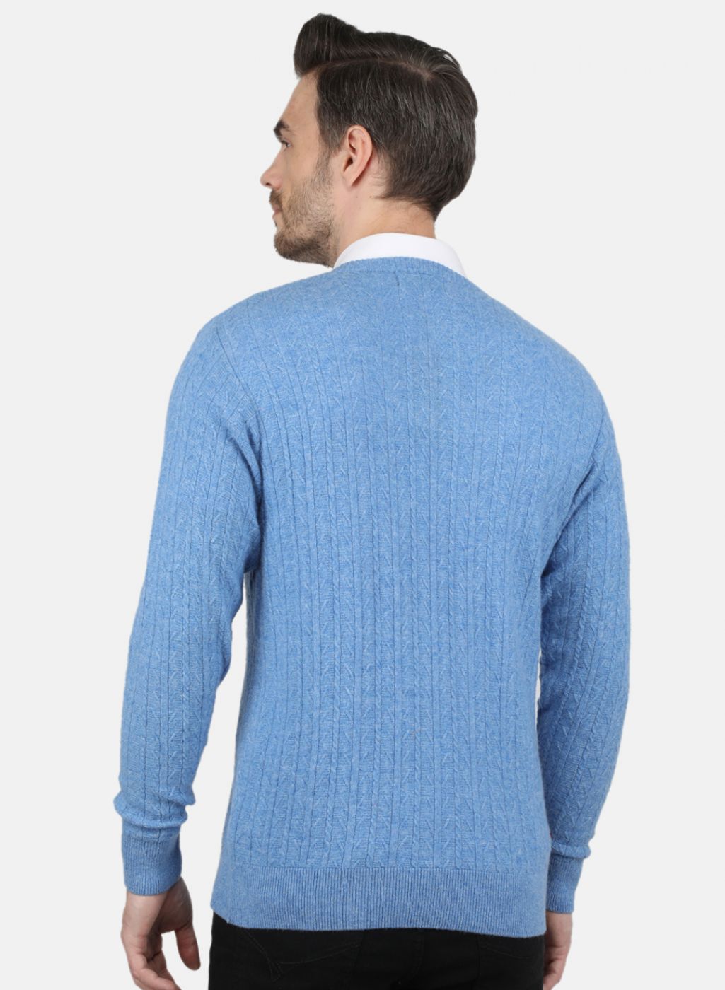 Men Blue Self Design Pullover