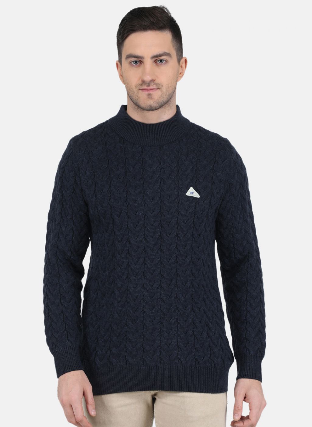 Men Blue Self Design Pullover