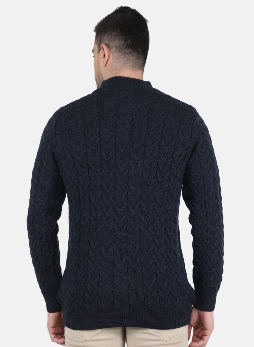 Men Blue Self Design Pullover