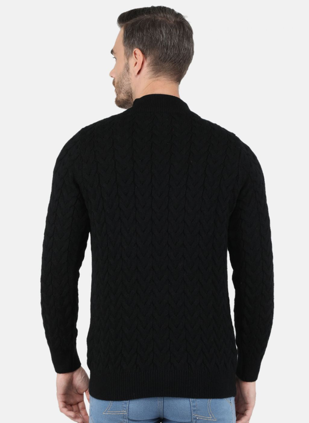 Men Black Self Design Pullover