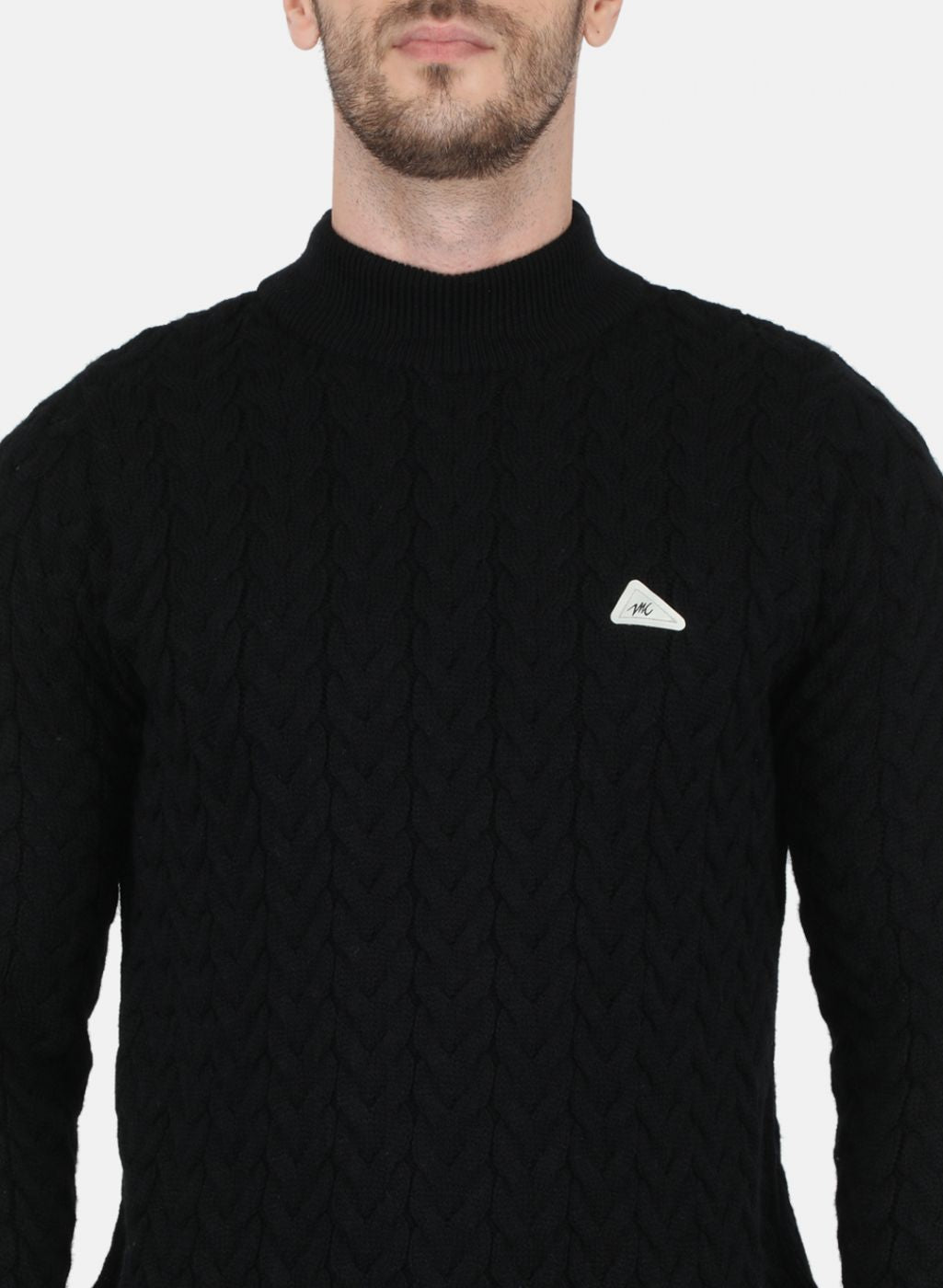 Men Black Self Design Pullover