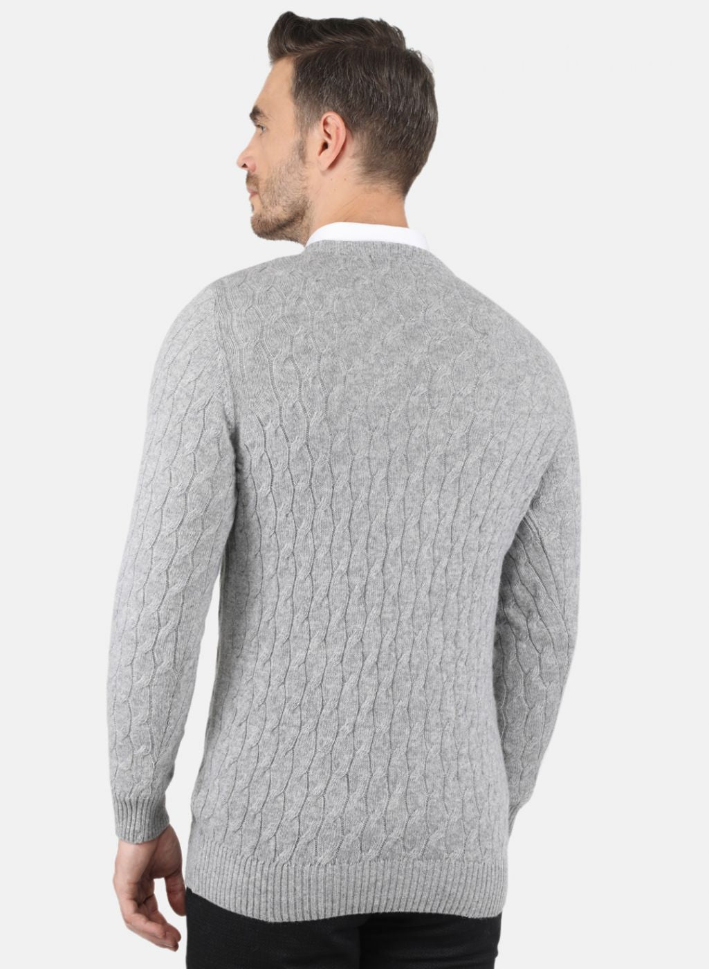 Men Grey Self Design Pullover