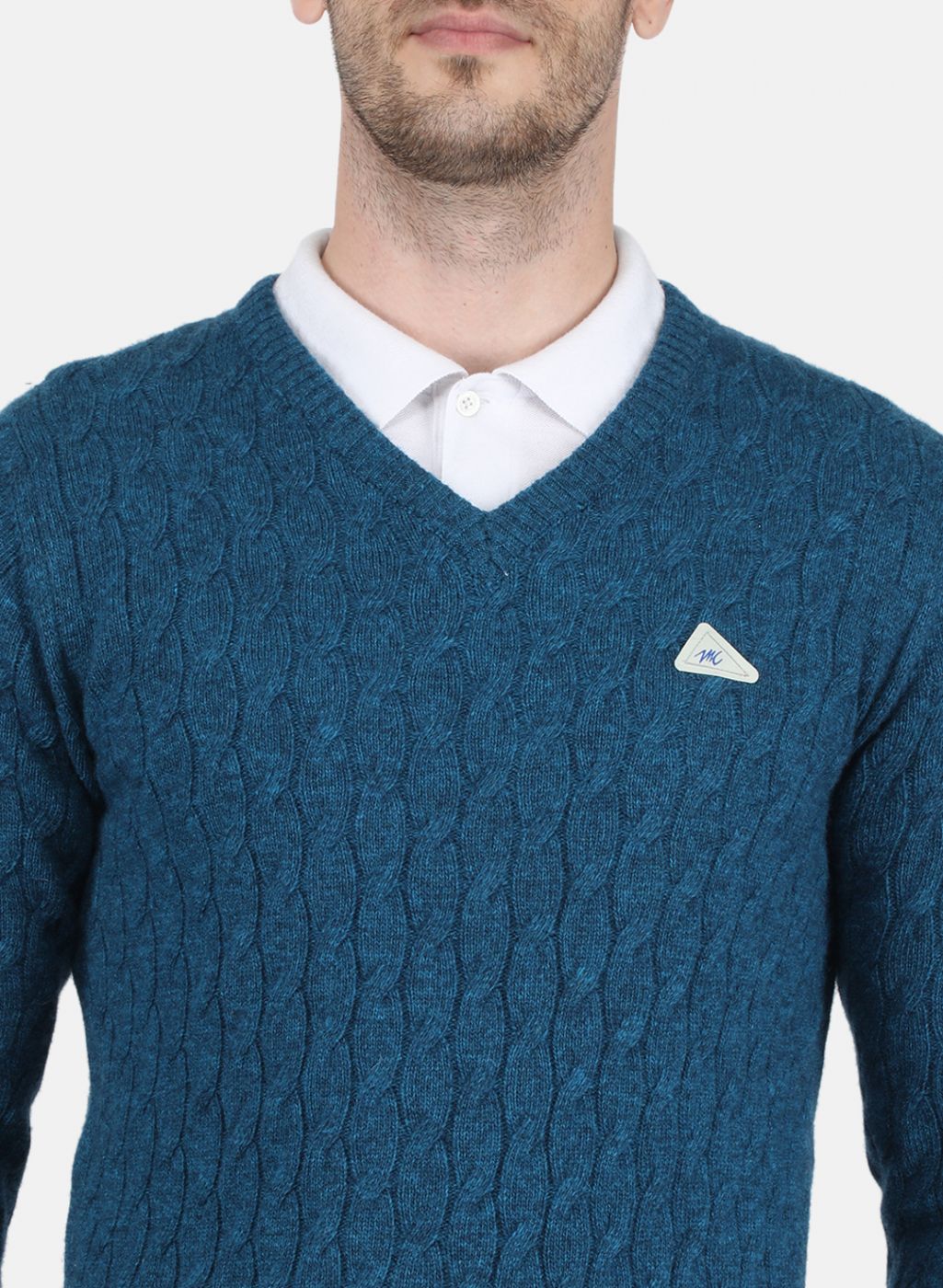 Men Blue Self Design Pullover