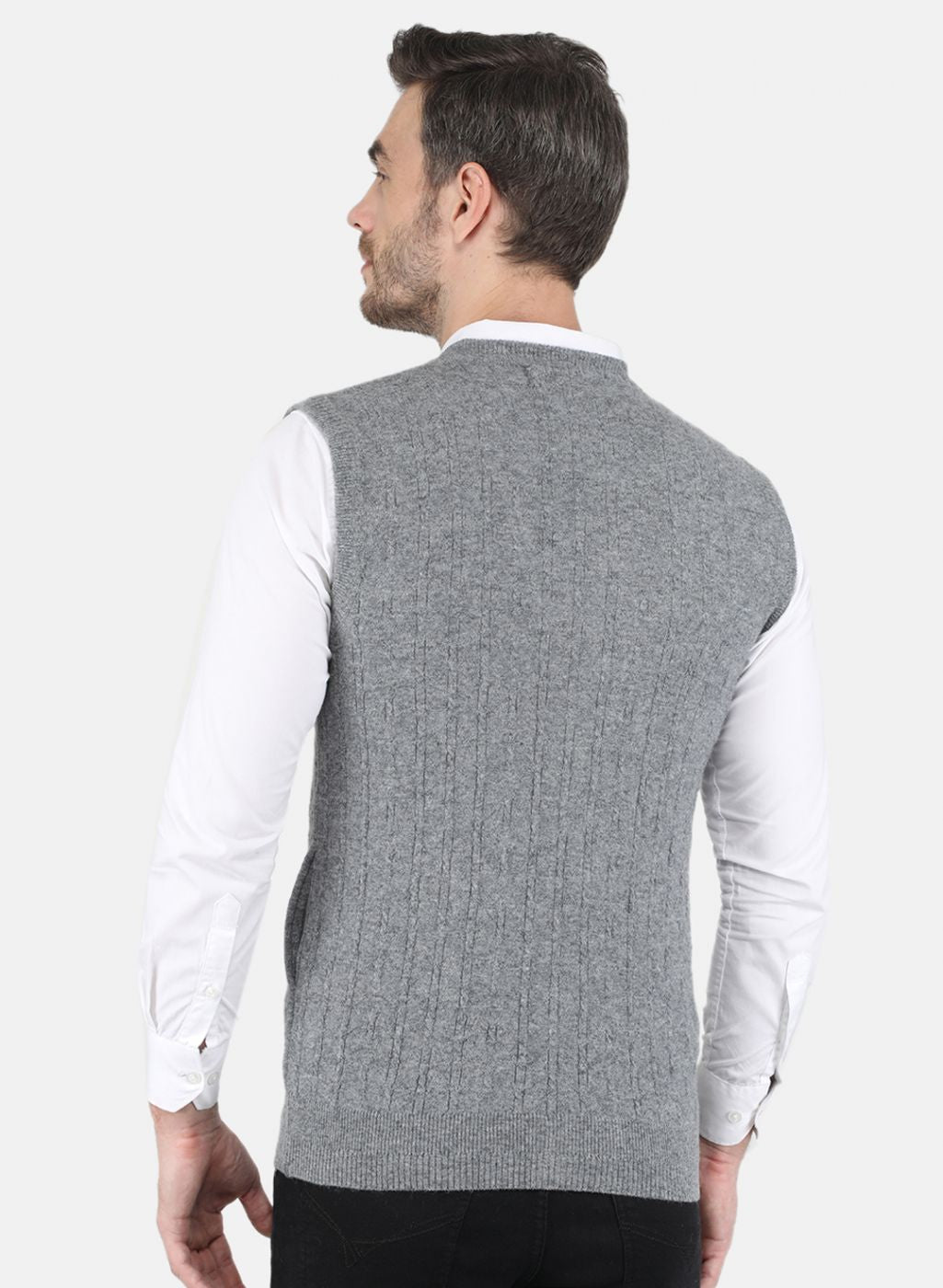 Men Grey Self design Cardigan