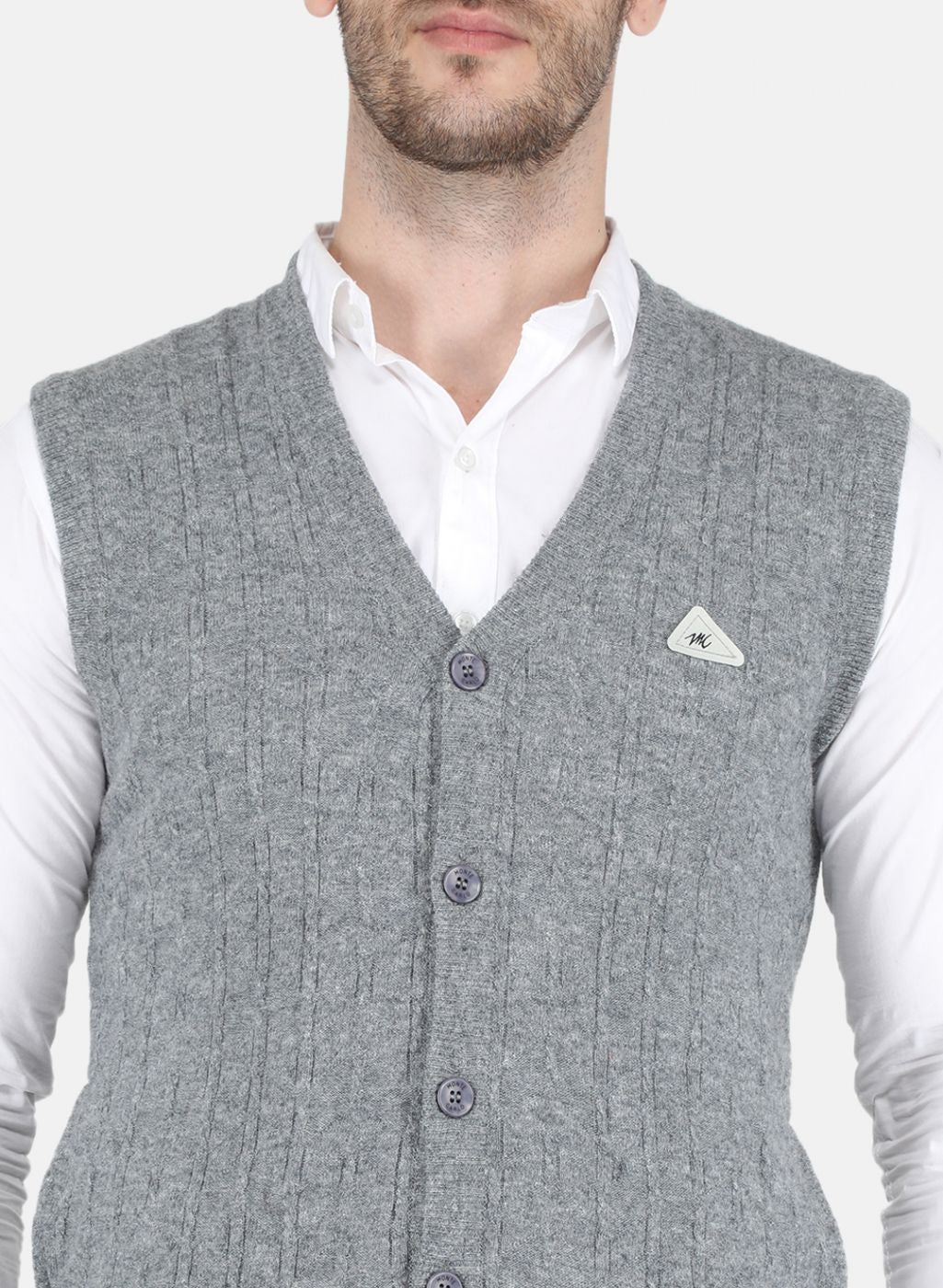 Men Grey Self design Cardigan