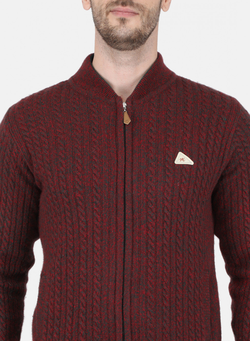 Men Maroon Self Design Pullover