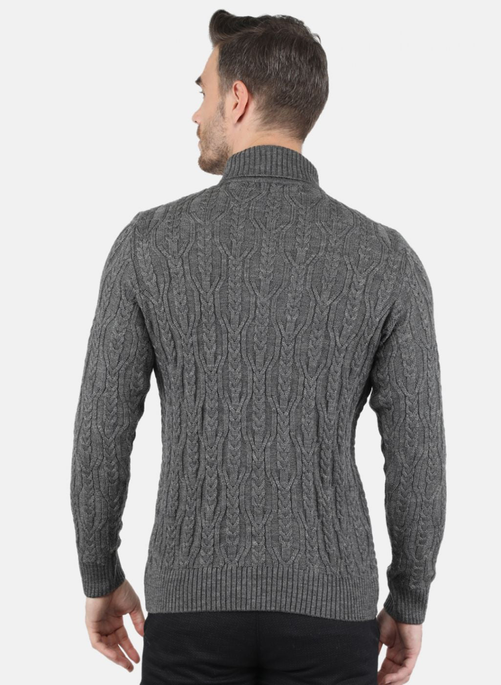 Men Grey Self Design Pullover