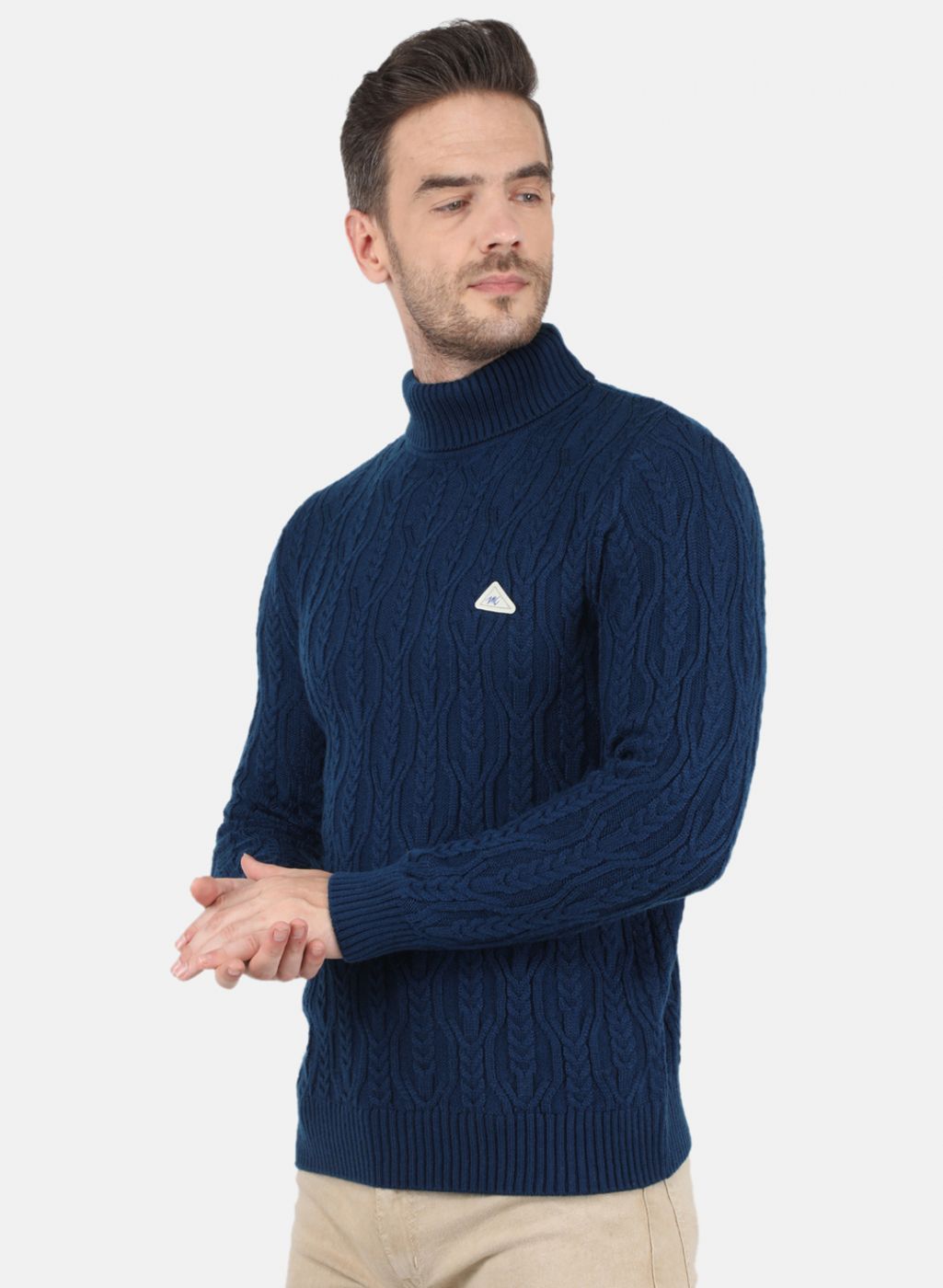 Men Blue Self Design Pullover