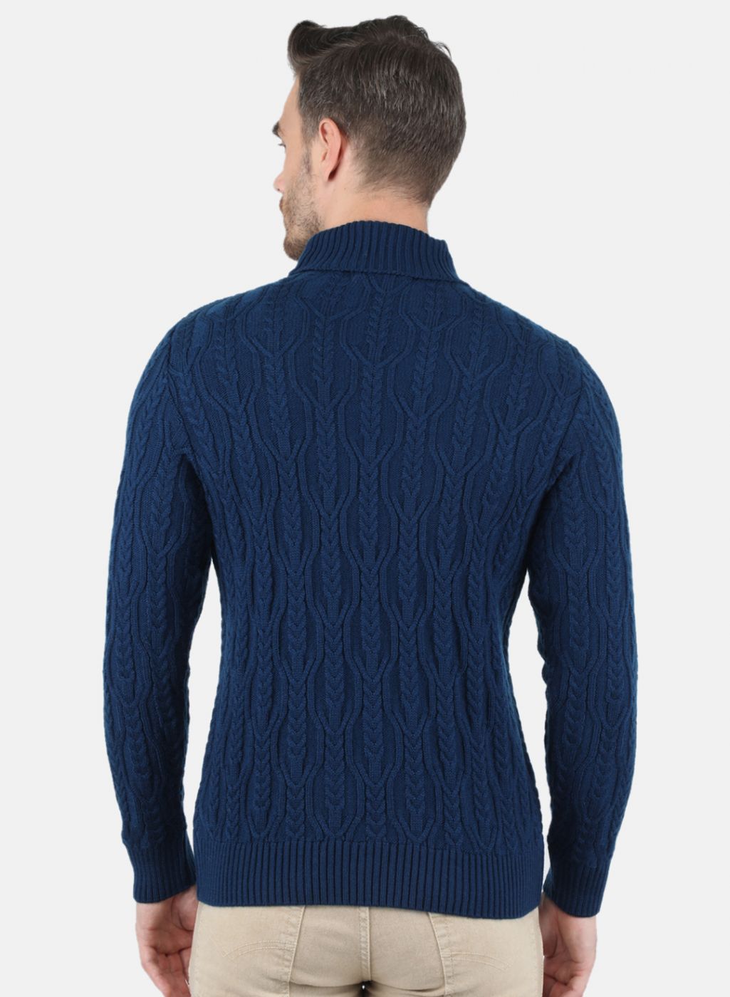 Men Blue Self Design Pullover