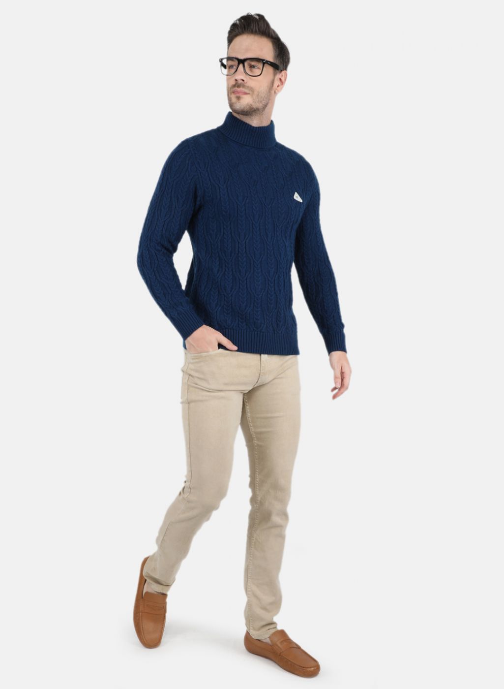 Men Blue Self Design Pullover