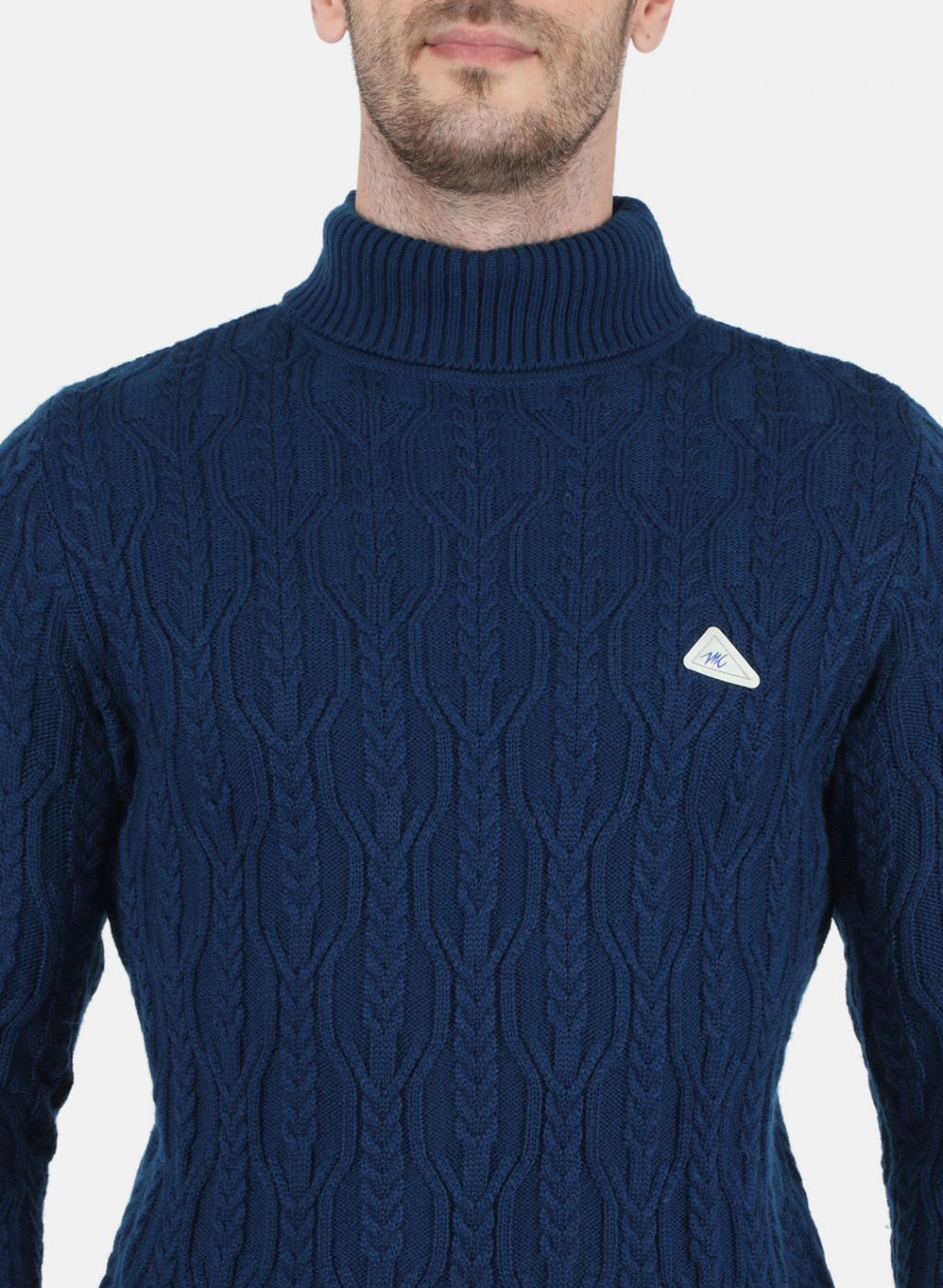 Men Blue Self Design Pullover