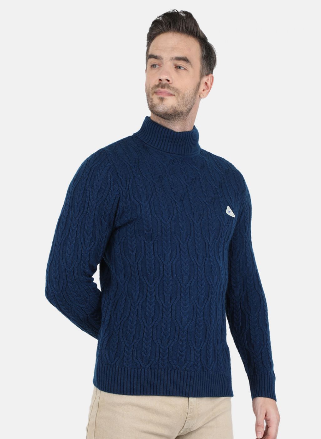 Men Blue Self Design Pullover