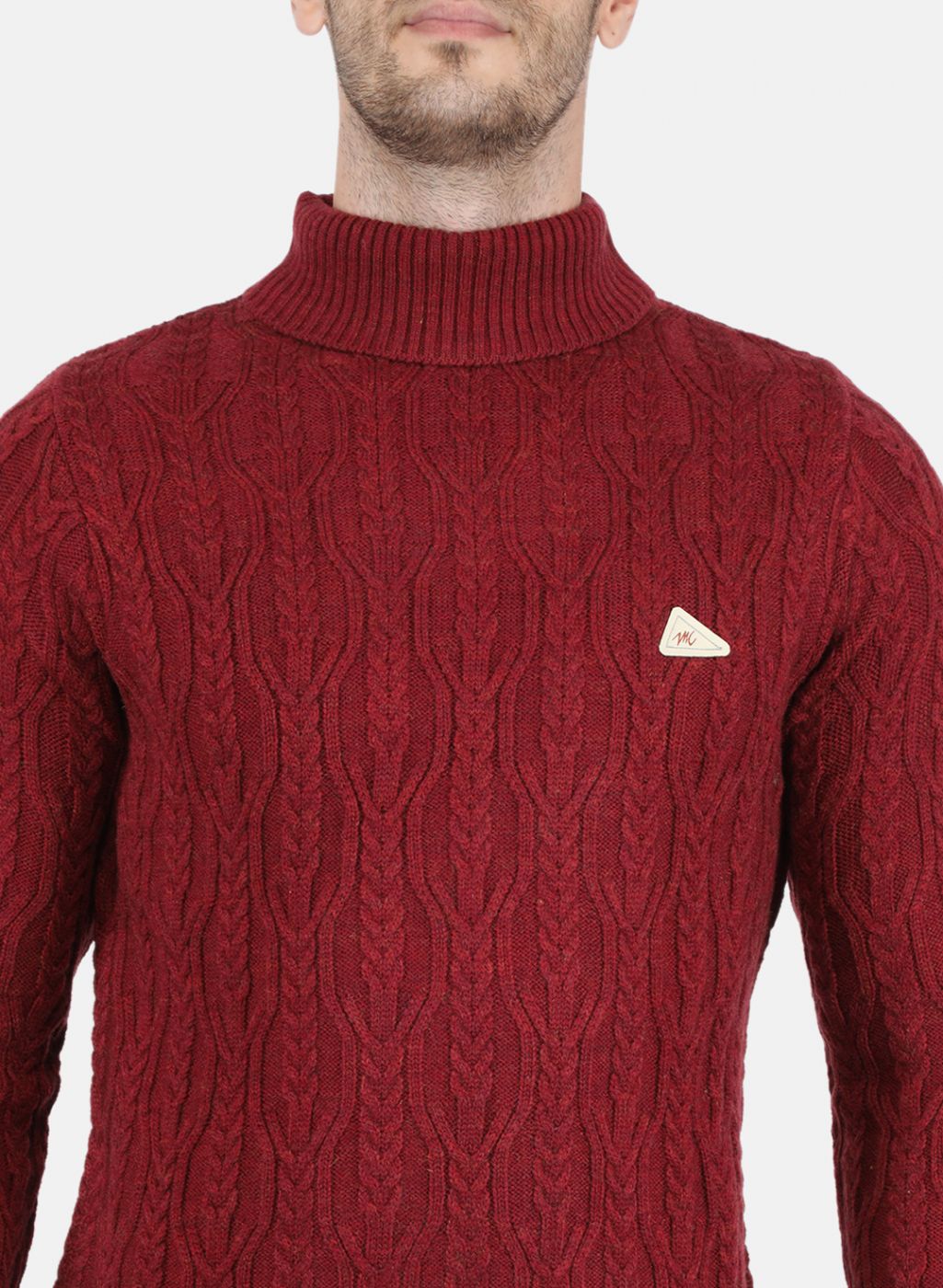 Men Maroon Self Design Pullover