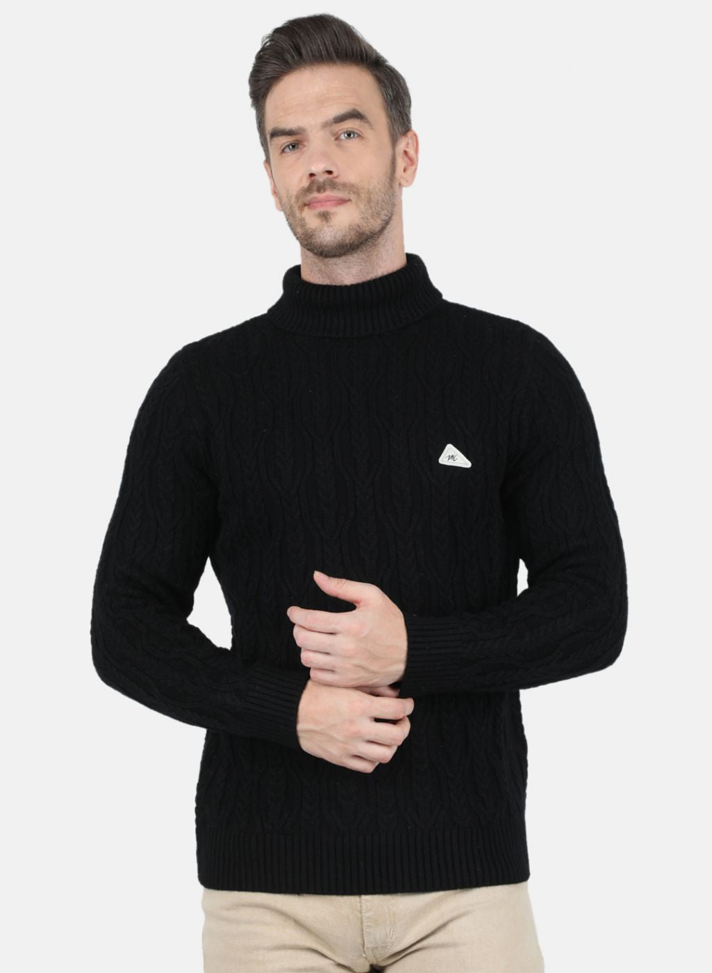 Men Black Self Design Pullover